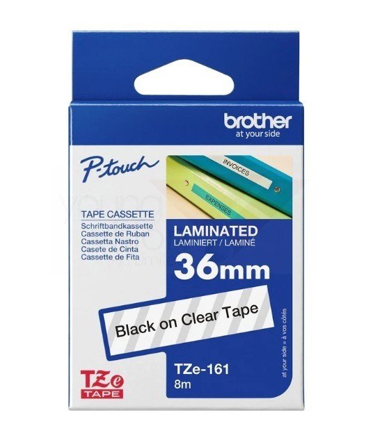 Brother Tze-161 Black on Clear 36mm Laminated Tape