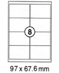 xel-lent 8 labels/sheet, straight corners, 97 x 67.6 mm, 100sheets/pack