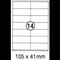 xel-lent 14 labels/sheet, straight corners, 105 x 41 mm, 100 sheets/pack