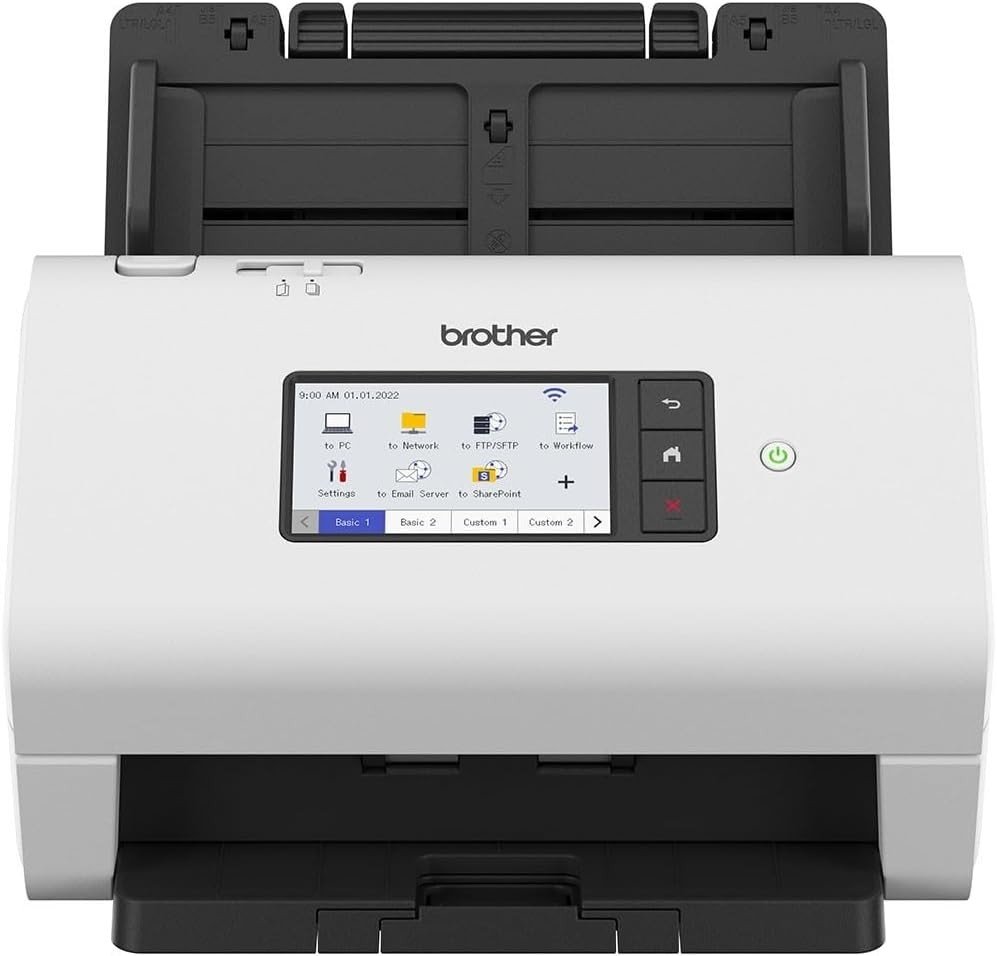 BROTHER ADS-4900W High speed Wireless Desktop Scanner Duplex A4 Document Scanner Large 10.9cm intuitive touchscreen, White
