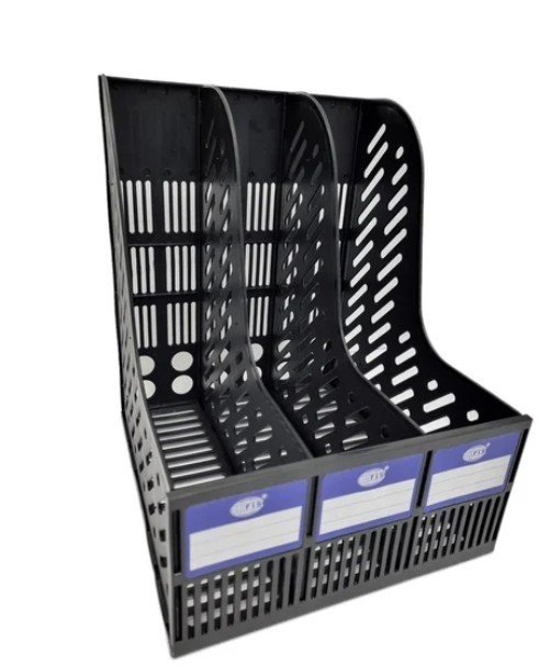 FIS 3 Racks Plastic Magazine Holder, Black [2032]