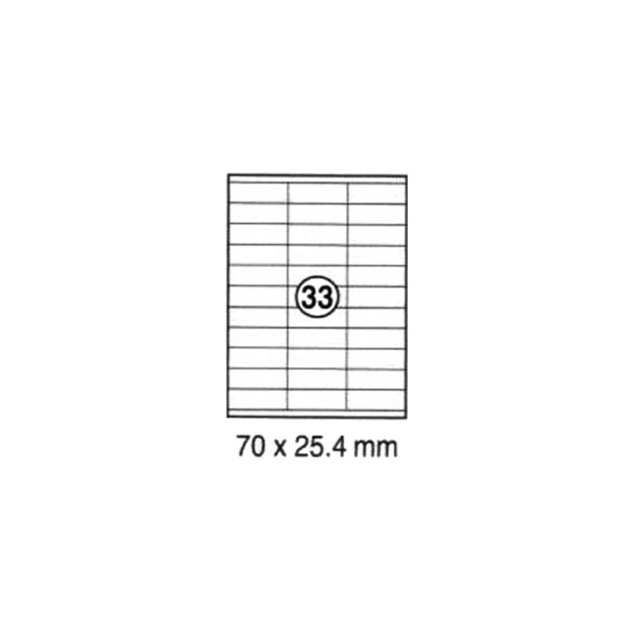 xel-lent 33 labels/sheet, straight corners, 70 x 25.4 mm, 100sheets/pack