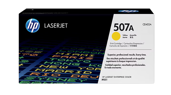 HP 507A Yellow Original LaserJet Toner Cartridge, CE402A