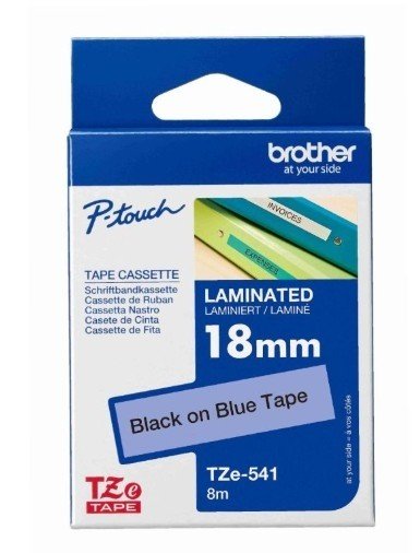 Brother Tze-541 Black on Blue 18mm Laminated Tape