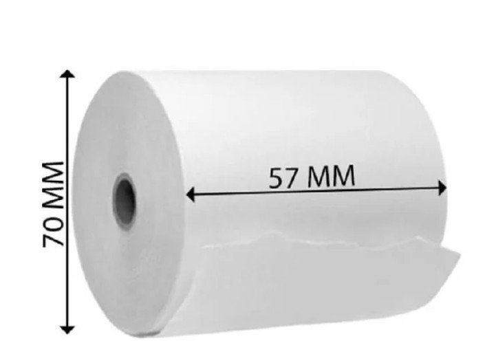 Thermal Cash Roll, 57mm x 70mm, White, 5Pcs-Pack