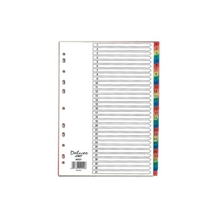 Deluxe Divider Plastic Colored A4 with numbers 1-31