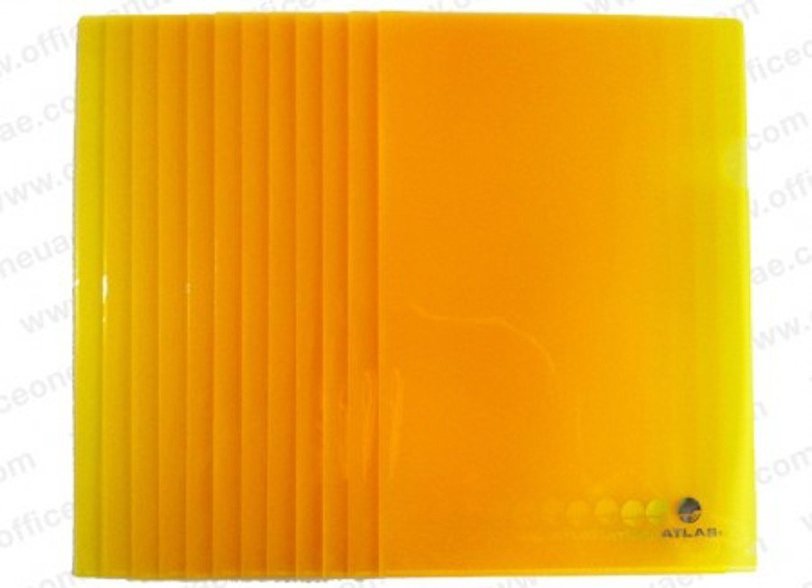 Atlas Clear L Folder F/S, 12/pack, Yellow