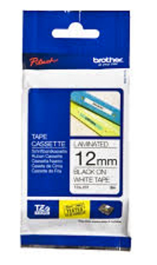 Brother Tze-231 Black on White 12mm Laminated Tape