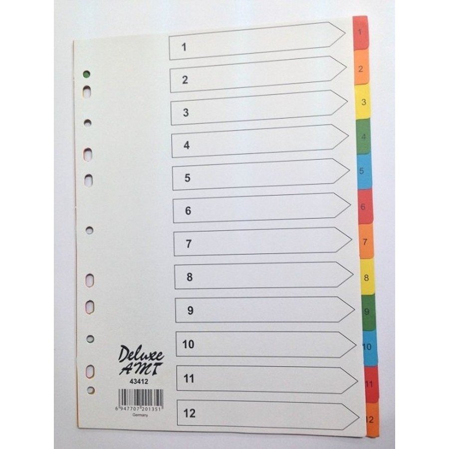 Deluxe Divider Manila Colored A4, with numbers 1-12