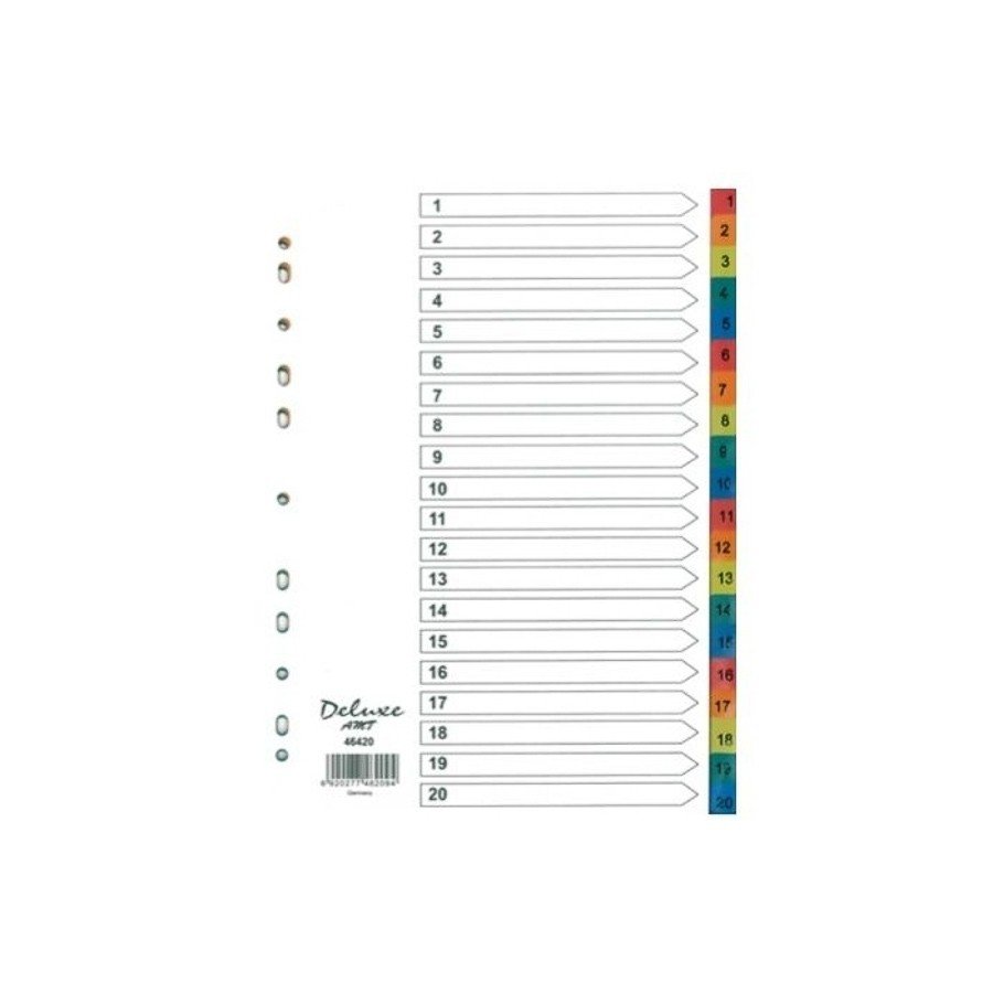 Deluxe Divider Plastic Colored A4 with numbers 1-20