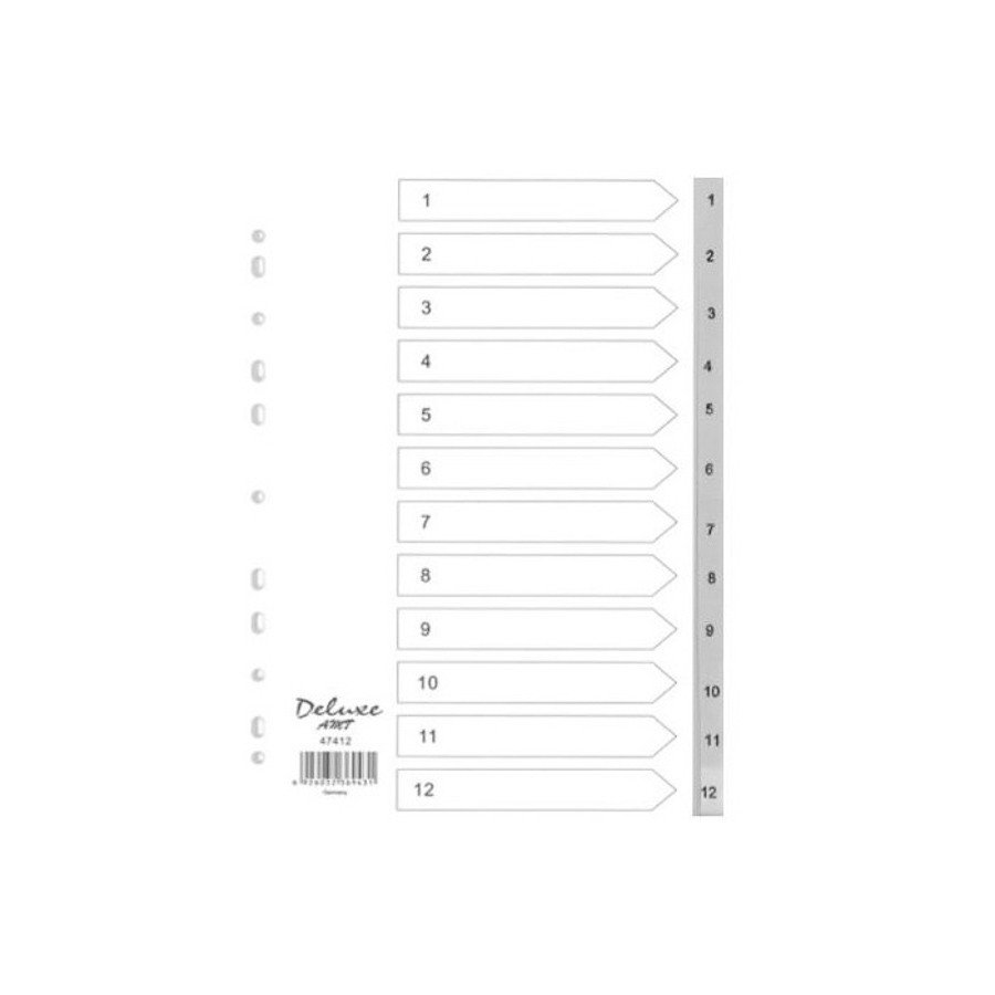 Deluxe Divider Plastic PVC Grey A4 with numbers 1-12