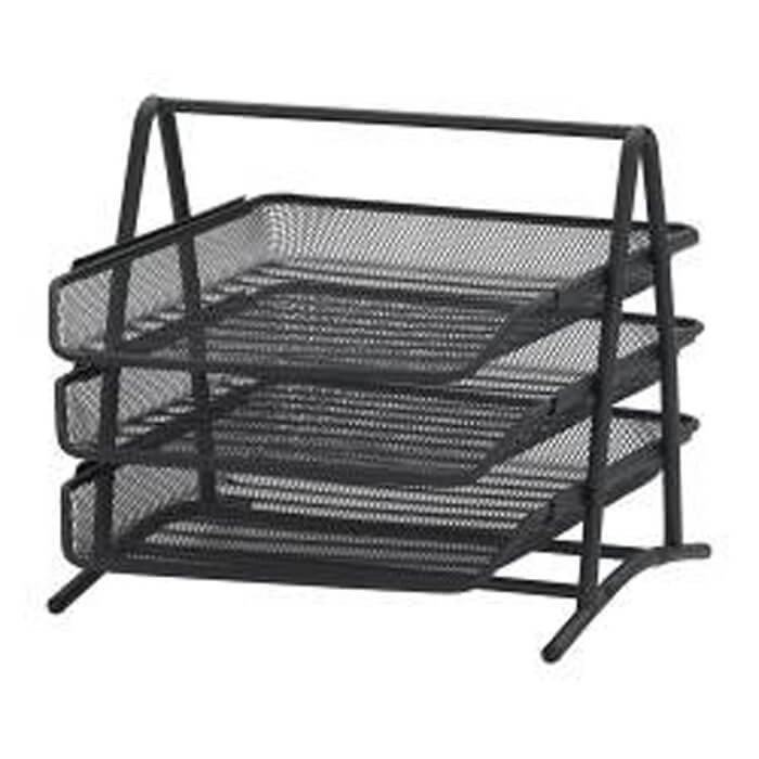 Deluxe Metal Mesh 3 Tier Document Tray Black