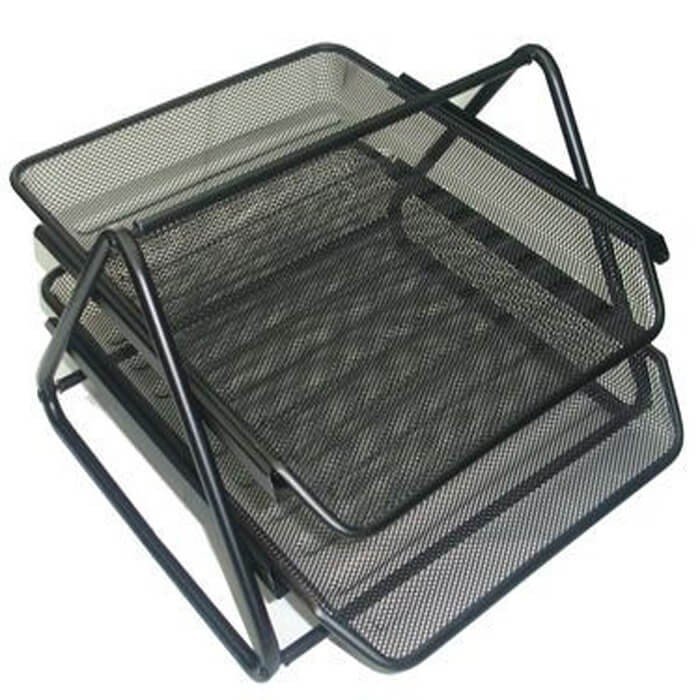 Deluxe Metal Mesh 2 Tier Document Tray Black