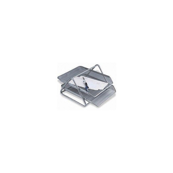 Deluxe Metal Mesh 2 Tier Document Tray Silver