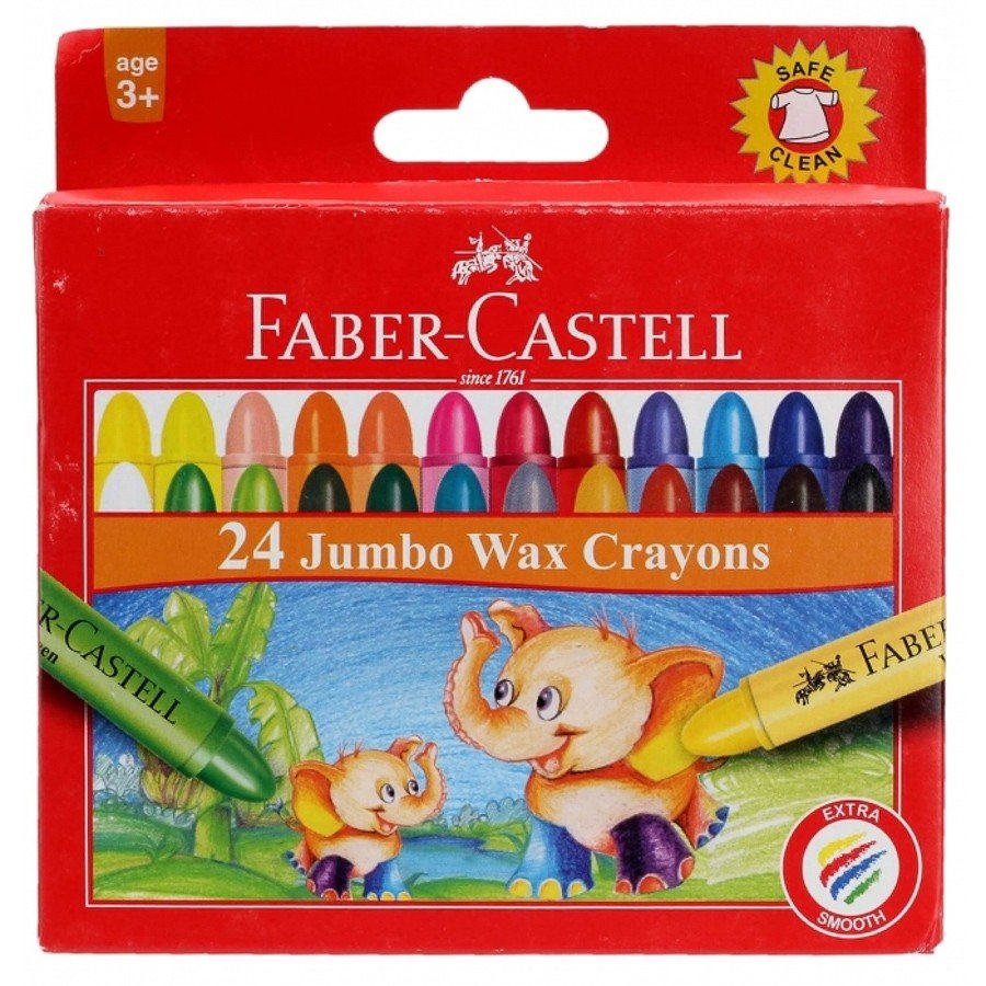 Faber Castell 120040 Jumbo Wax Crayons Round 90mm, 12 Colors