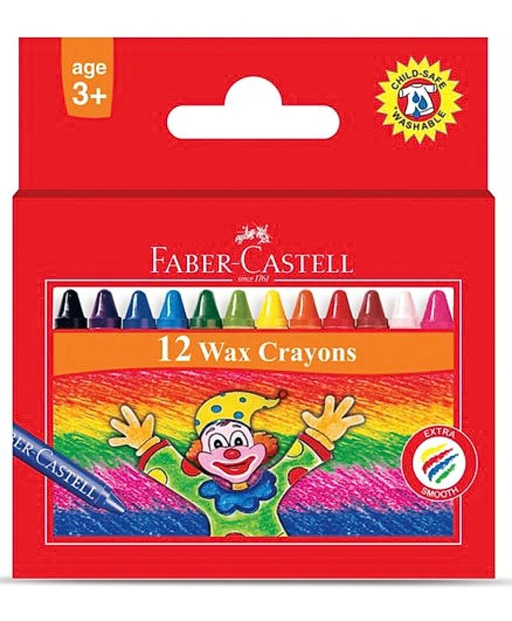 Faber Castell FCIN120052 Slim Wax Crayon - Round, Assorted (Pack of 12)
