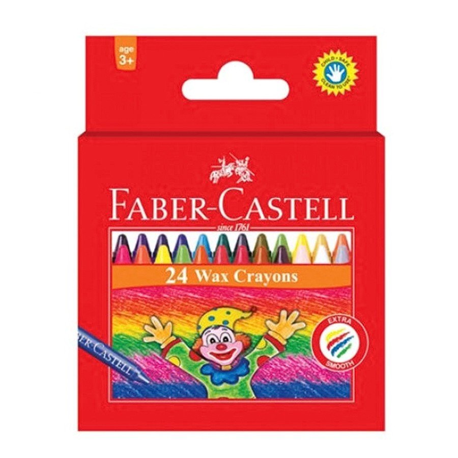 Faber Castell FCIN120053 Slim Wax Crayon - Round, Assorted (Pack of 24)