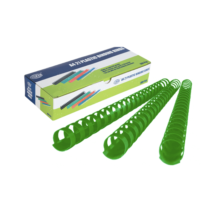 FIS 19mm Comb Binding Rings 100/box Green