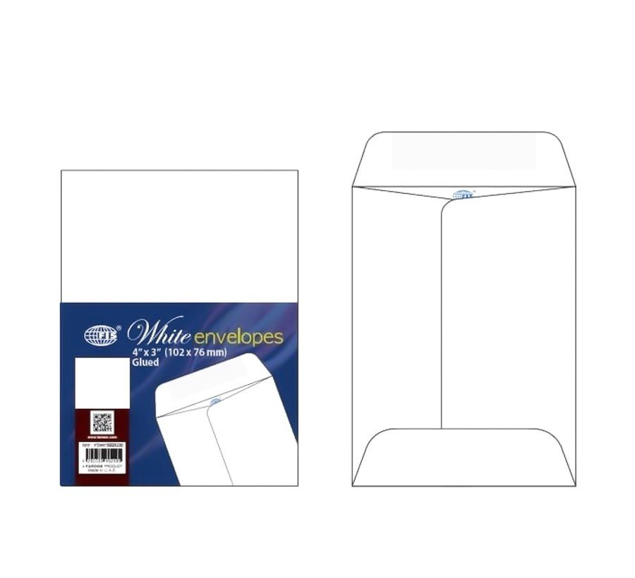 FIS White Envelope 4"x3", 80gsm, 10pcs/pack