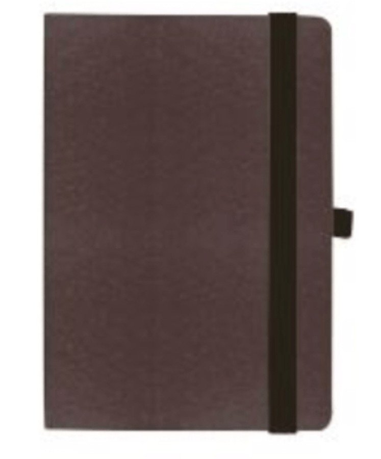 Hard Cover A5 Notebook Single Line with Elastic Band, Dark Maroon