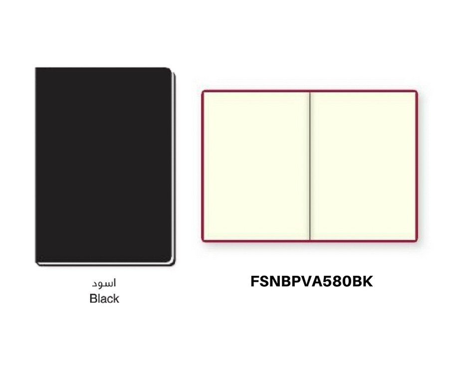 Hard Cover Notebook, Plain with Round Corner - 100 Sheets, A5 Black