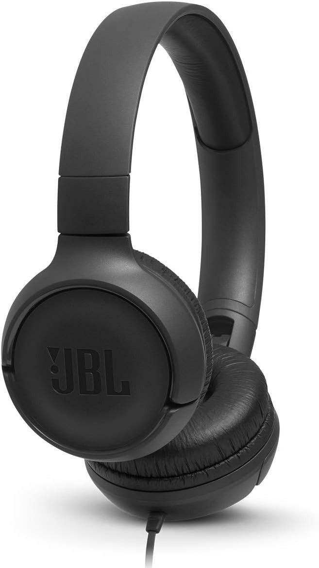 JBL Tune 500 Wired On-Ear Headphones, Black