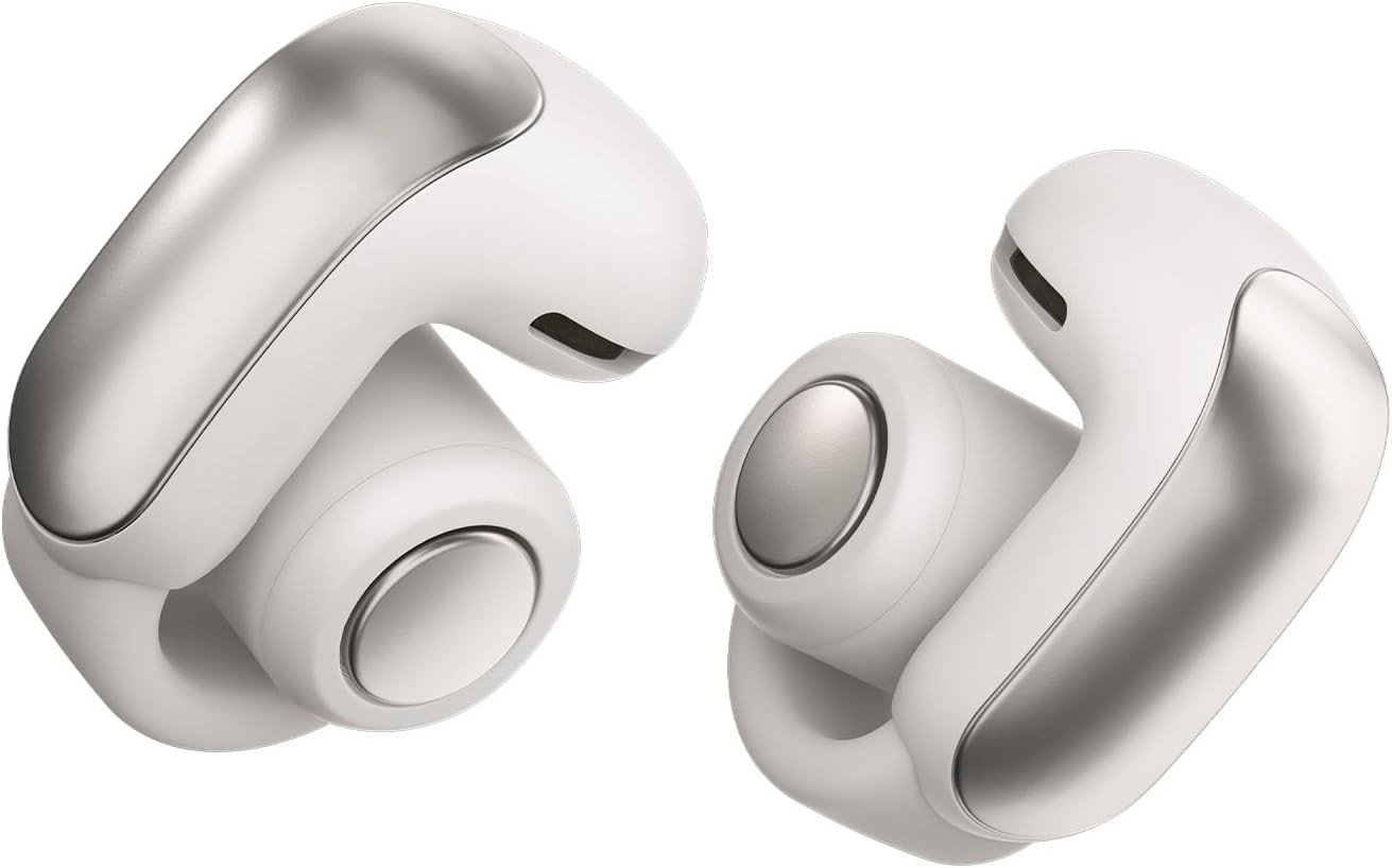 Bose Ultra Open Earbuds with OpenAudio Technology, Open Ear Wireless Earbuds, Up to 48 Hours of Battery Life - White Smoke