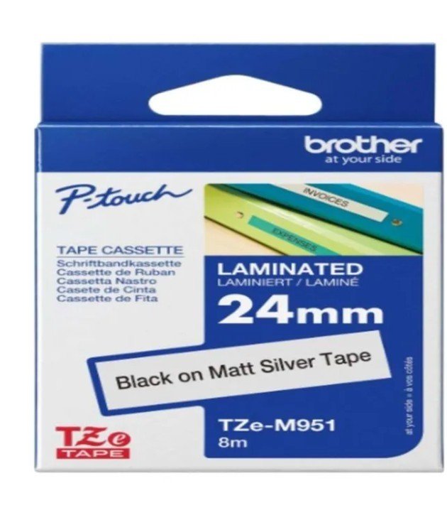 Brother Tze M951 Black on Matte Silver 24mm Laminated Tape