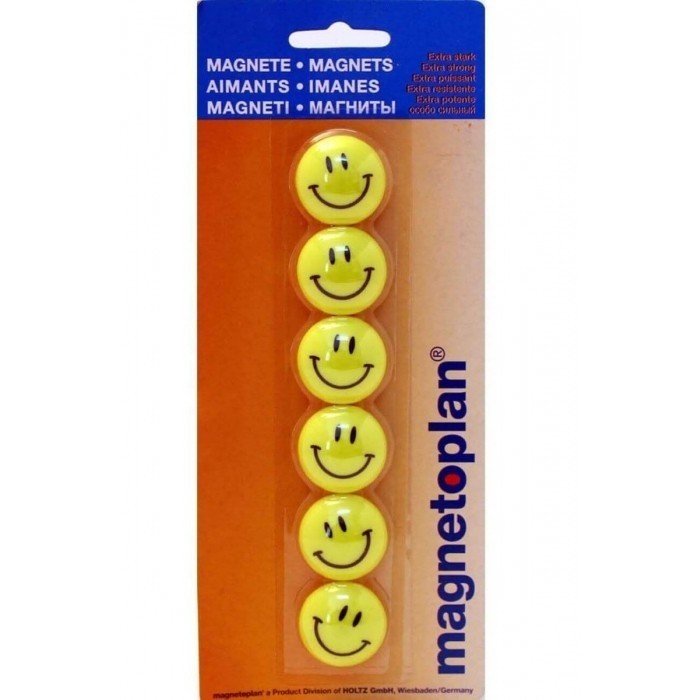 Magnetoplan Magnetic Smileys, 30mm, 6/pack