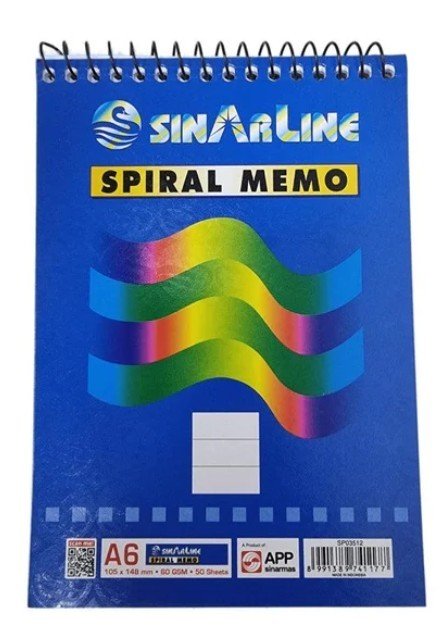 Sinarline Spiral Pad Top Spiral A6 60gsm 50 Sheets Line Ruled