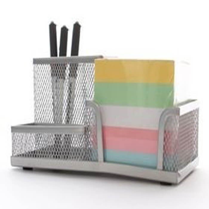 Deluxe Metal Mesh Desktop Organizer  Silver