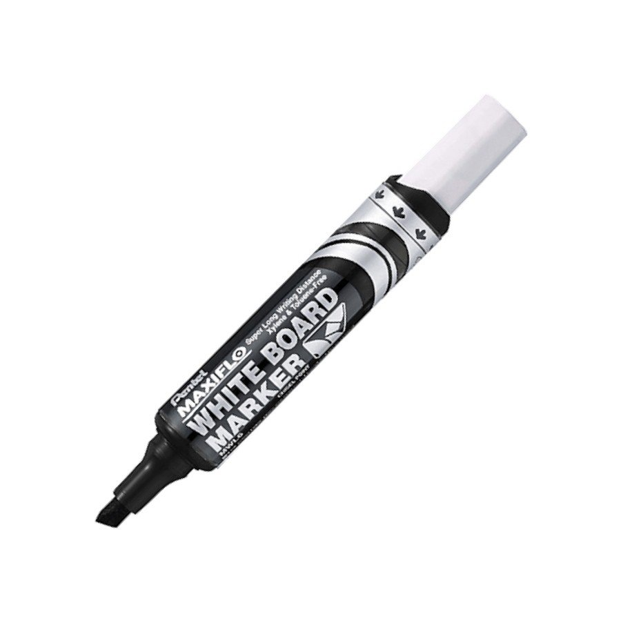 Pentel MWL6 Maxiflo Chisel Tip White Board Marker  Black (Pack of 2)