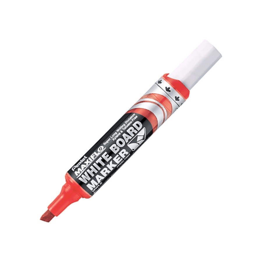 Pentel MWL6 Maxiflo Chisel Tip White Board Marker  Red (Pack of 12)