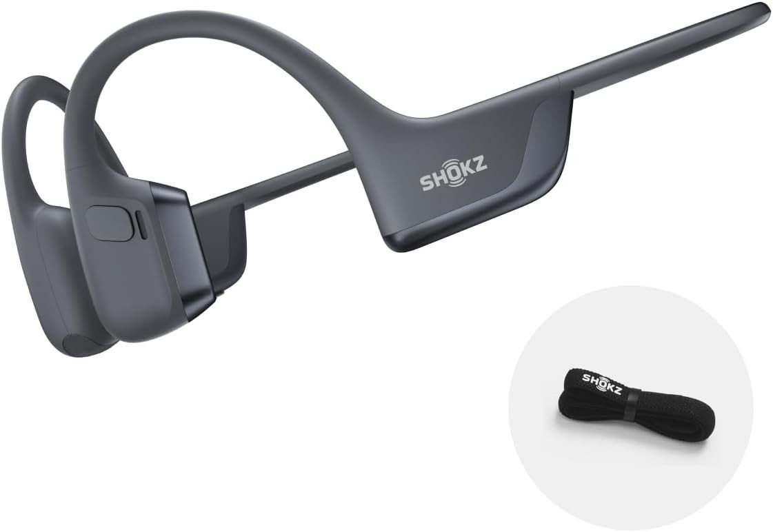 SHOKZ New OpenRun Pro 2 Bone Conduction Sport Headphones with Headband,Sweat Resistant, Workout, Secure, Wireless, Comfortable Fit-Deep Bass and Smart Mic App, Black