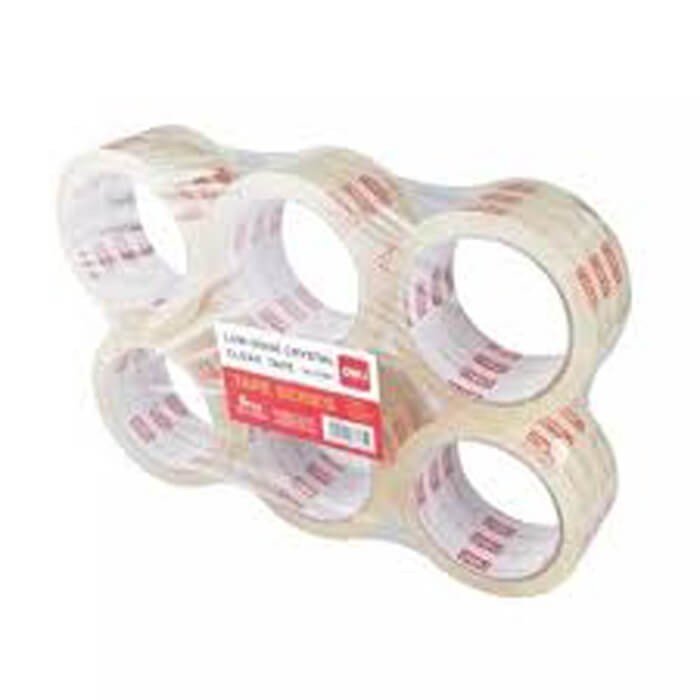 Deli E37661 Packing Tape  Low Noise Crystal Clear Pack of 6