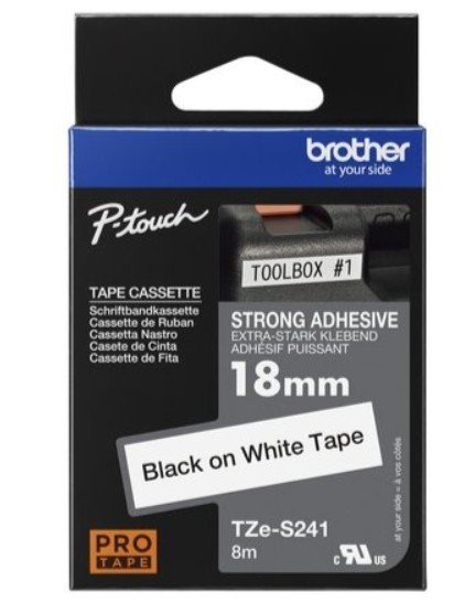 Brother Strong Adhesive TZe-S241 18mm Black on white Labeling Tape