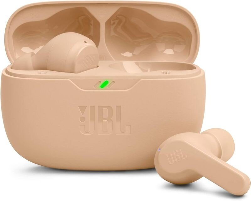 JBL Wave Beam in-Ear Earbuds (TWS) with Mic - Beige, App for Customized Extra Bass EQ, 32 Hours Battery and Quick Charge, IP54 Water & Dust Resistance, Ambient Aware & Talk-Thru, Google FastPair