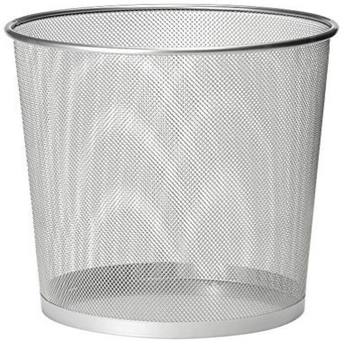 Deluxe Metal Mesh Waste Bin  Round  Medium Silver