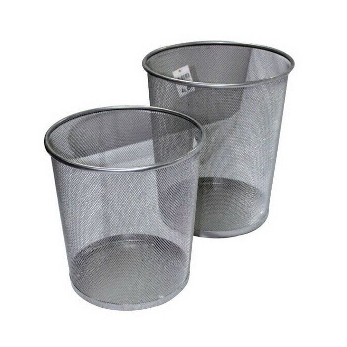 Partner Metal Mesh Waste Bin, Round, Medium, Silver