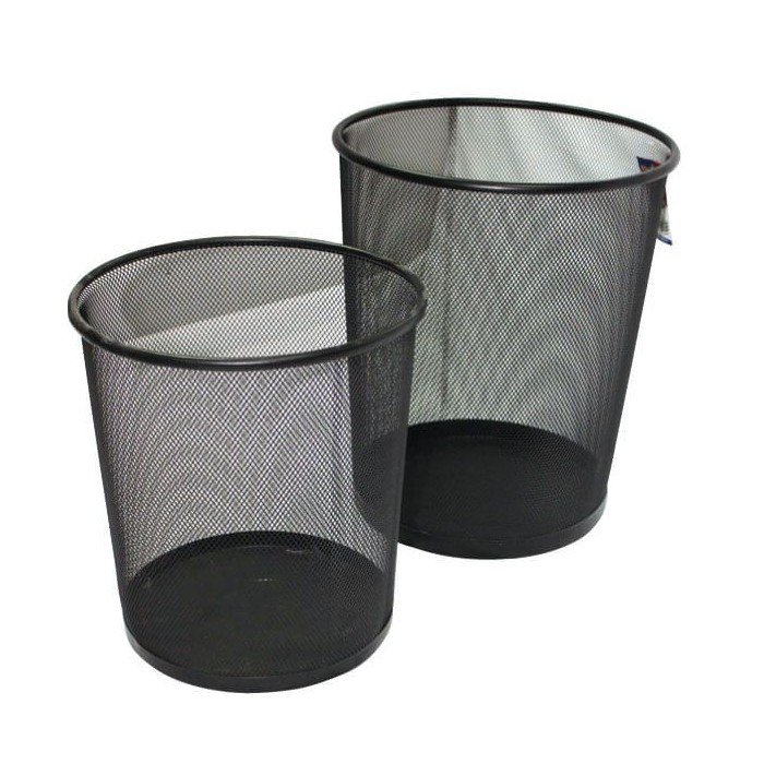 Partner Metal Mesh Waste Bin Round Large Black