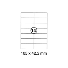 xel-lent 14 labels/sheet, straight corners, 105 x 42.3 mm, 100sheets/pack