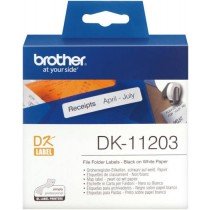 Brother DK-11203 Label Roll, Black on White File Folder Labels 17mm x 87mm, 300 Die-Cut Labels per Roll