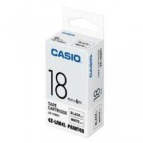 Casio XR-18WE1 Tape Cassette, 18mm X 8m, Black on White
