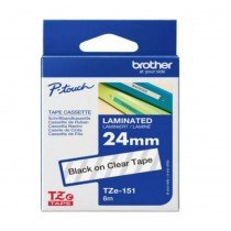 Brother Tze-151 Black on Clear 24mm Laminated Tape