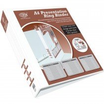 FIS FSBD465DPB Presentation 4-Ring Binder - 65mm Ring, A4, White