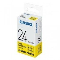 Casio XR-24YW1 Tape Cassette, 24mm X 8mm, Black On Yellow