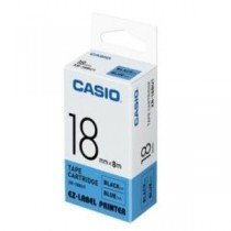 Casio XR-18BU1 Tape Cassette, 18mm X 8mm, Black on Blue