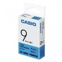 Casio XR-9BU1 Tape Cassette, 9mm X 8mm, Black on Blue