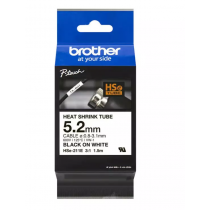 Brother HSE-211E 5.2mm Black on White Heat Shrink Tube Tape