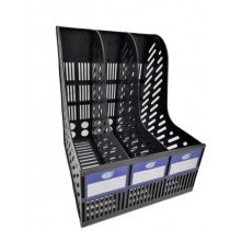 FIS 3 Racks Plastic Magazine Holder, Black [2032]